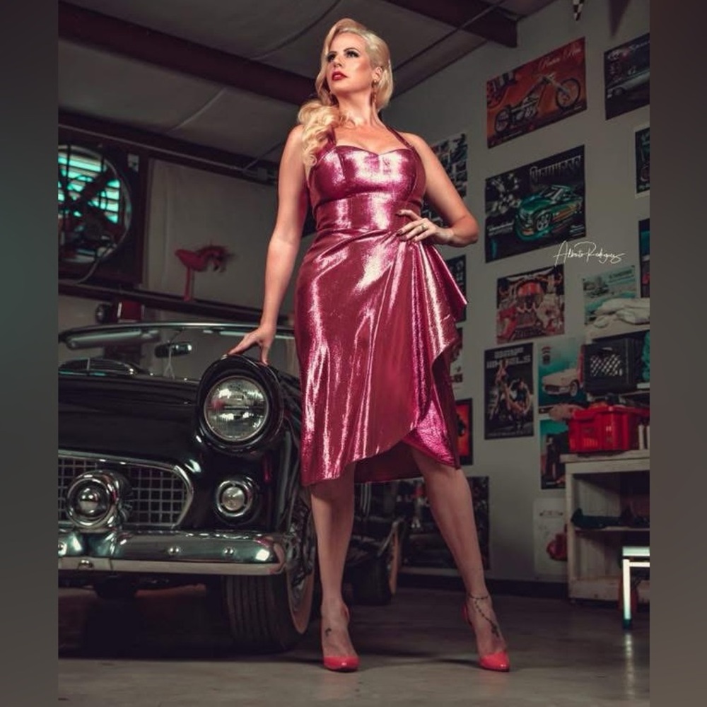 Pinup Couture Pink Metallic Dress